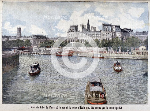 The River Seine and the Hotel de Ville, Paris, 1903. Artist: Unknown