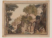 Fantastic Landscape with a Hermit, 1793. Creator: Felix Cavalli.