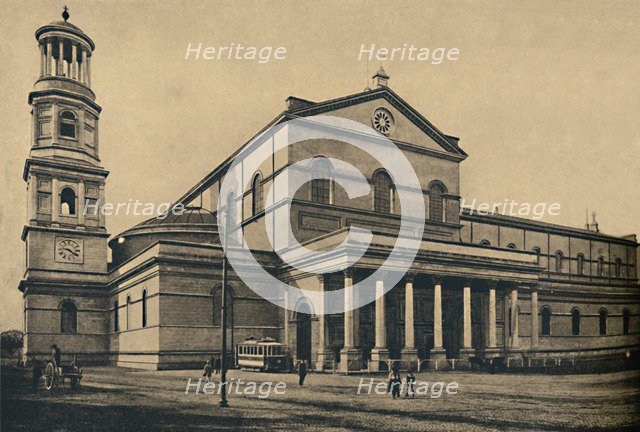 'Roma - Side portico and bell tower of the Basilica of St. Paul without the Walls', 1910. Artist: Unknown.