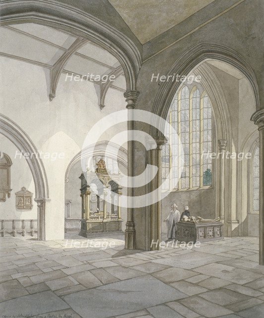 Interior south-west view of the Church of St Helen, Bishopsgate, City of London, 1820. Artist: Frederick Nash
