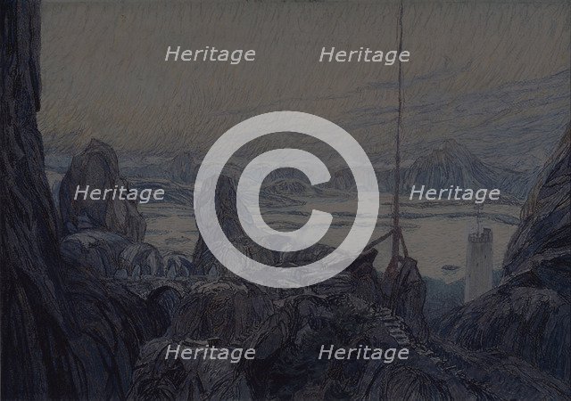 Stage design for the theatre play The Lady from the Sea by H. Ibsen, 1905. Artist: Golovin, Alexander Yakovlevich (1863-1930)