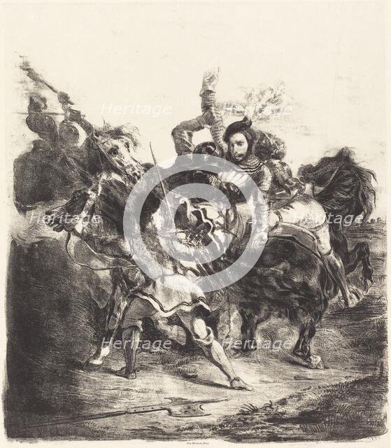 Weislingen Attacked by the Forces of Goetz (Weislingen attaqué par les gens de Goetz), 1836. Creator: Eugene Delacroix.