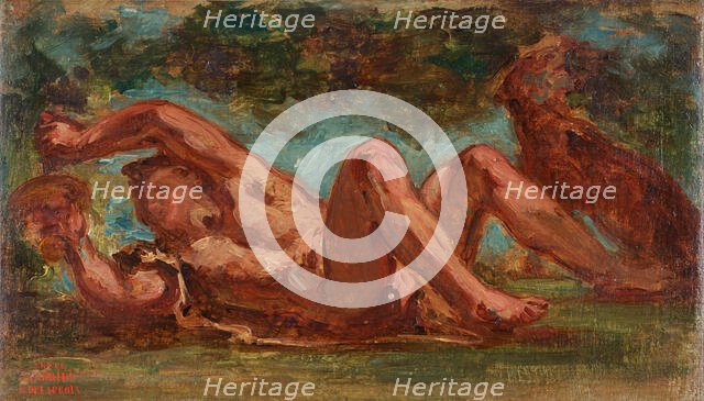 Esquisse pour le Salon de la Paix de l'Hôtel de Ville : Bacchus couché sous une treille, c.1852-1854 Creator: Pierre Andrieu.