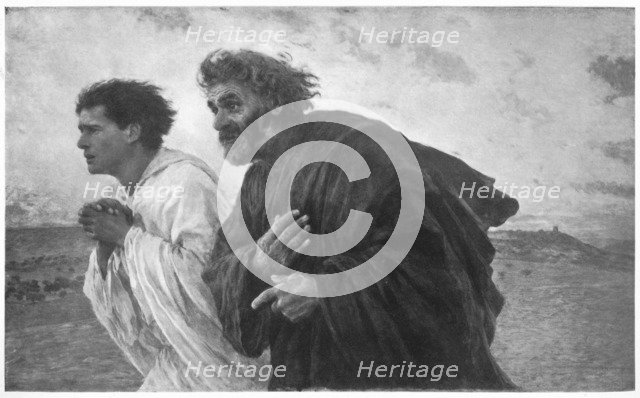 'The Disciples Peter and John Running to the Sepulchre on the Morning of the Resurrection', c1898, ( Artist: Eugene Burnand.