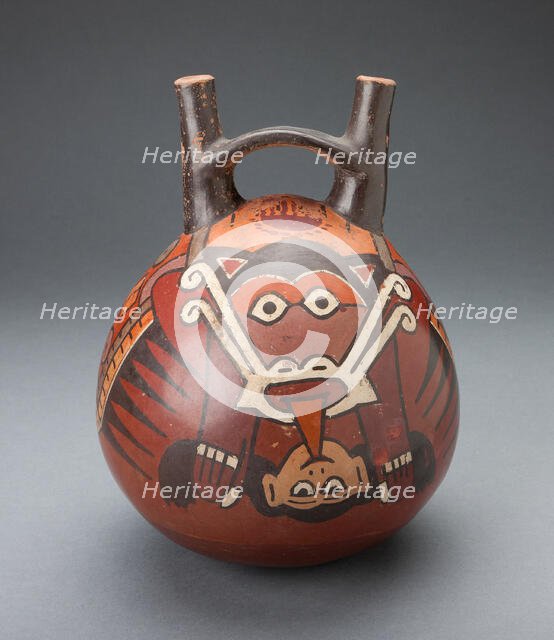 Vessel Depicting a Winged Figure Holding a Decapitated Head, 180 B.C./A.D. 500. Creator: Unknown.