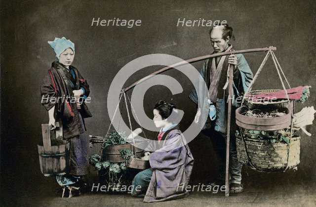 Vegetable pedlar, Japan, 1882. Artist: Felice Beato