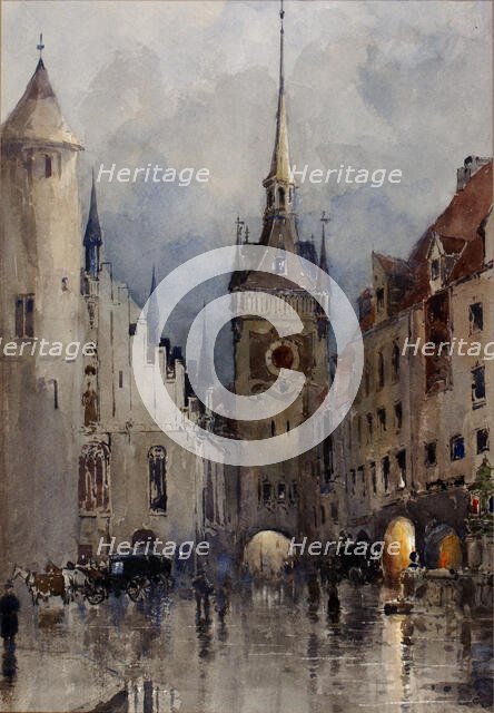 Street Scene in Munich, 1880. Creator: Ross Turner.