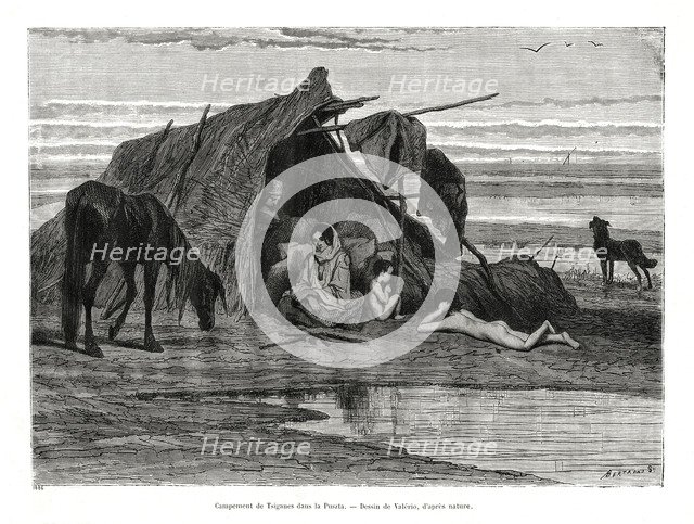 Tziganes camping in the Puszta, 1886. Artist: Unknown