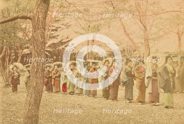 School Girls Out for a Walk in Ueno Park, Tokyo, 1897. Creator: Ogawa Kazumasa.