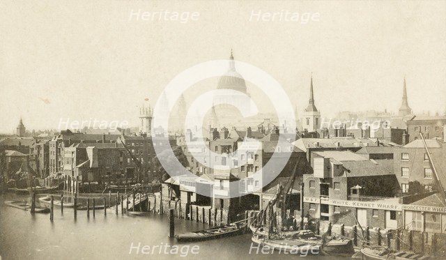 St Paul's Cathedral from Southwark Bridge, City of London, 1855-1859. Artist: Alfred Rosling.