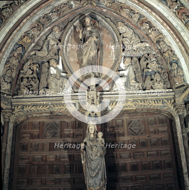 Detail of the façade of the Chapel of the Virgen del Dado in the cathedral, with a Pantocrator in…
