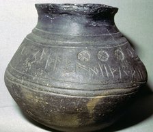 Pottery cremation urn, from a grave at Loveden Hill, Lincolnshire, Anglo-Saxon, 6th-7th century. Artist: Unknown