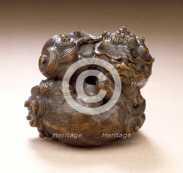 Pair of Chinese Lions, early 19th century. Creator: Tamba School.