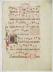 Manuscript Leaf with Initial C, from an Antiphonary, Italian, 15th century. Creator: Unknown.