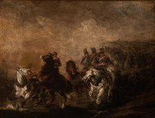 Artillery Crossing a Stream, 1844. Creator: Piotr Michalowski.