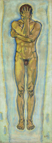Male nude (yellow and blue), c. 1913. Creator: Moser, Koloman (1868-1918).