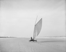 Sailing on the beach, Ormond, Fla., between 1900 and 1910. Creator: Unknown.