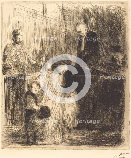 Coming Out of the Hearing (first plate), 1909. Creator: Jean Louis Forain.