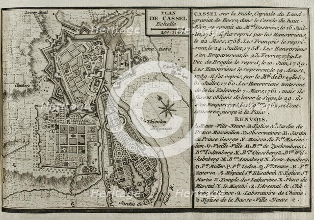 Seven Years War (1756-1763): Map of Cassel, 1757-1762 (1765). Creator: Jean de Beaurain.