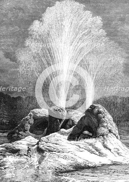 A geyser, USA, 19th century.Artist: Edouard Riou