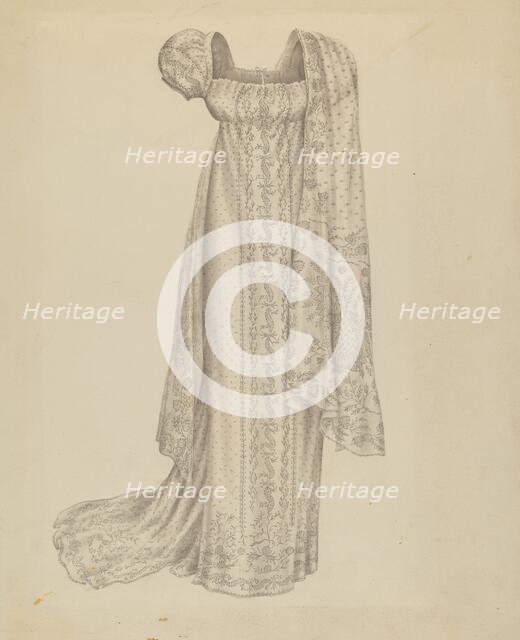 Wedding Dress with Scarf, c. 1939. Creator: Melita Hofmann.