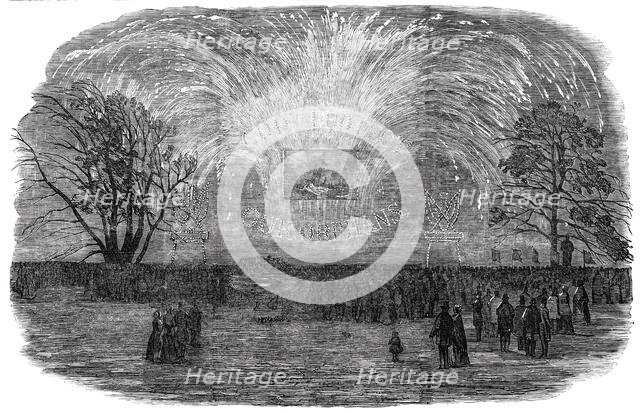 Fireworks at the Merchant Seamen's Orphan Asylum, Bow-Road, on Tuesday, 1850. Creator: Unknown.