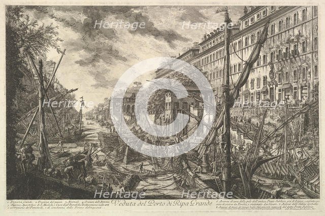 View of the Port of Ripa Grande, from Vedute di Roma (Roman Views), ca. 1753. Creator: Giovanni Battista Piranesi.