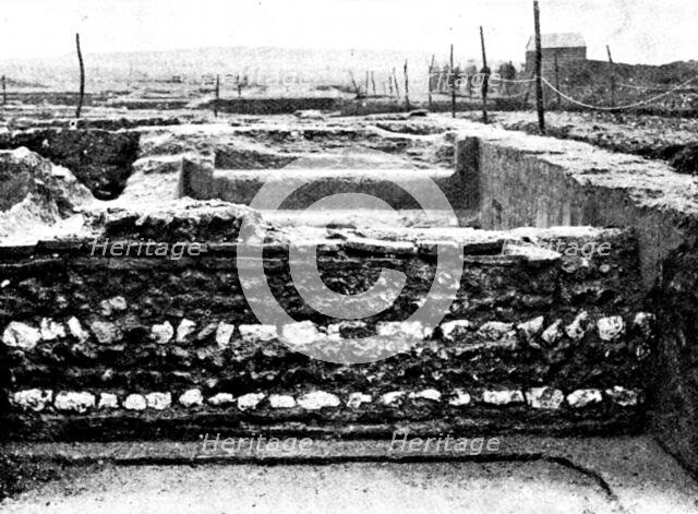 The Roman Villa recently discovered at Darenth, Kent: wall dividing the swimming-bath, 1895. Creator: Ernest Christopher Youens.