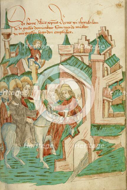 The Entry into Jerusalem; Barlaam und Josaphat, 1469. Creators: Hans Schilling, Diebolt Lauber.