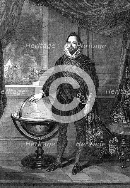 Sir Francis Drake, 16th-century navigator, sailor and pirate, (1851). Artist: Unknown