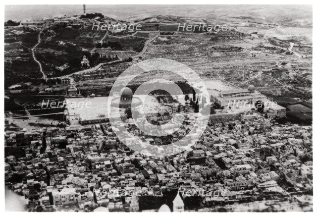 Aerial view of the Mosque of Omar, Jerusalem, Palestine, from a Zeppelin, 1931 (1933). Artist: Unknown
