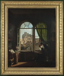Artist's interior, with view of the facade of the Church of Saint-Eustache, c1815. Creator: Louise-Adeone Drolling.