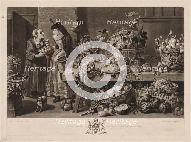 The Four Markets: The Fruit Market, 1775. Creator: Richard Earlom (British, 1743-1822).