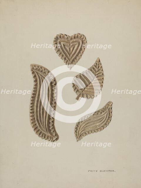 Pa. German Stamping Blocks for Homespun Cotton or Linens, c. 1939. Creator: Fritz Boehmer.