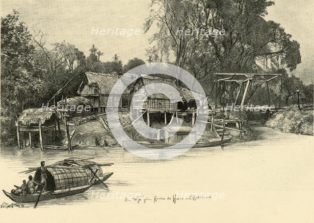 Houses on stilts, Bangkok, Siam, 1898.  Creator: Christian Wilhelm Allers.
