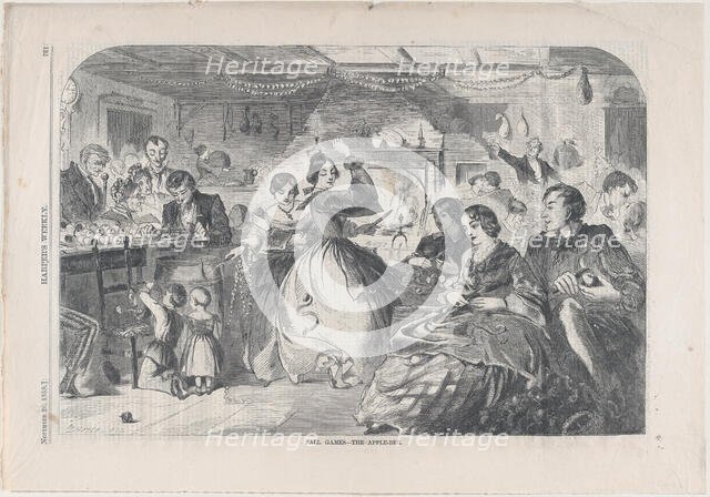 Fall Games - The Apple Bee (Harper's Weekly, Vol. III), November 26, 1859. Creator: Unknown.