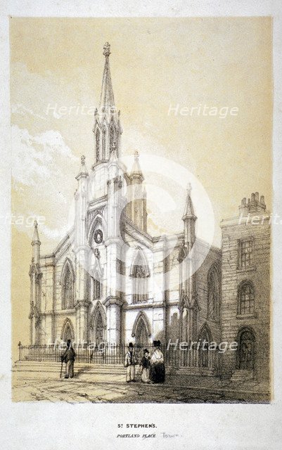 Church of St Stephen, Portland Town, St Pancras, London, 1860. Artist: Anon