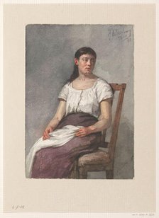 Sitting girl, 1881. Creator: Hendrik Valkenburg.