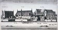 Westminster Abbey and the Palace of Westminster from the River Thames, London, 1647. Artist: Wenceslaus Hollar