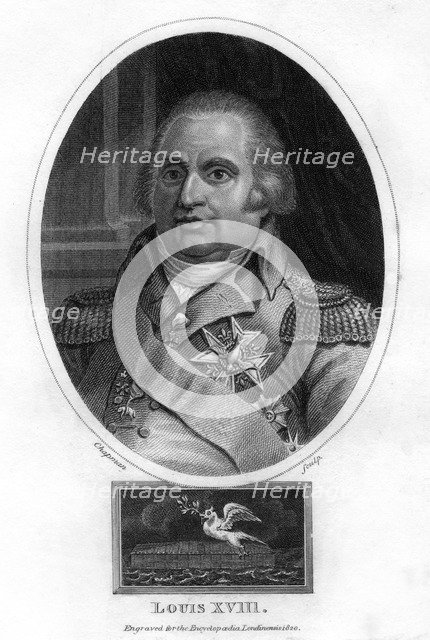 Louis XVIII, King of France, 1820.Artist: J Chapman