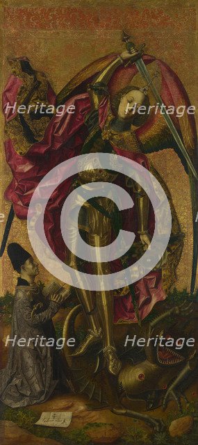 Saint Michael Triumphs over the Devil, 1468. Artist: Bermejo, Bartolomé (1440-1498)