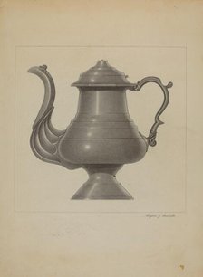 Pewter Coffee Pot, c. 1936. Creator: Eugene Barrell.