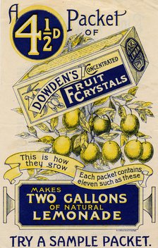 Dowden’s Concentrated Fruit Crystals, 1900. Artist: Unknown