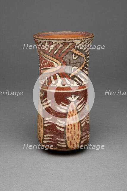 Beaker with Plants, Possibly Cacti, and Abstract Figures, 180 B.C./A.D. 500. Creator: Unknown.