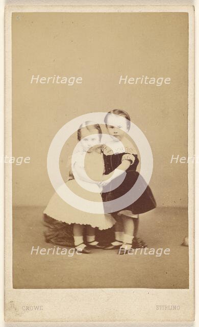 Two little girls embracing, 1865-1875. Creator: A. Crowe.
