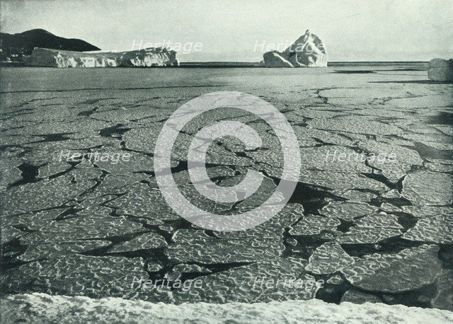 'Pancake Ice Forming Into Floes Off Cape Evans', c1910–1913, (1913).  Artist: Herbert Ponting.