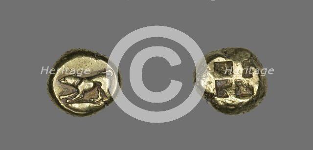 Stater (Coin) Depicting a Crouching Dog, 5th century BCE. Creator: Unknown.