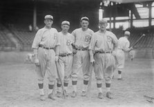 Jake Daubert, George Cutshaw, Ivy Olson, Mike Mowrey, Brooklyn NL infield (baseball), 1916. Creator: Bain News Service.