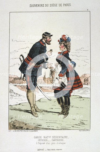 'Garde Nationale Sedentaire - Officier Cantinierre', Siege of Paris, 1870-1871. Artist: Anon