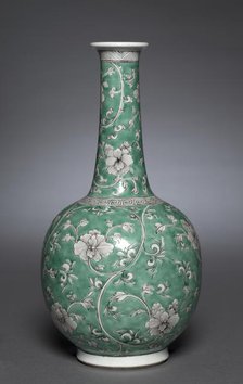 Bottle Vase with Floral Scrolls, 1662-1722. Creator: Unknown.